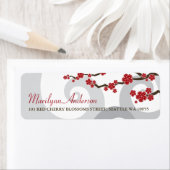 赤桜の花さくらんぼの花の渦巻結婚き ラベル (インサイチュ)