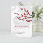 赤桜の花さくらんぼの花の渦巻結婚き 招待状 (スタンド正面)
