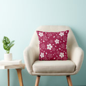 赤桜パターン装飾用クッション クッション (椅子)