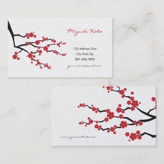 赤桜春の花さくらんぼ花咲きアジア 名刺 (正面/裏面)