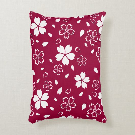 赤桜模様化粧枕 アクセントクッション (正面(垂直))