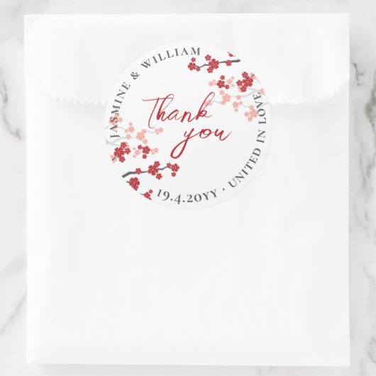 赤桜花さくらんぼ咲きアジア結婚の ラウンドシール (バッグ)