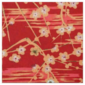 赤桜花アンティーク日本の花柄 ファブリック (見本)
