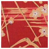 赤桜花アンティーク日本の花柄 ファブリック (クローズアップ)