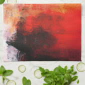 赤極 – 抽象芸術アート キッチンタオル (折り畳み)