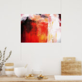 赤極 – 抽象芸術アート ポスター (キッチン)