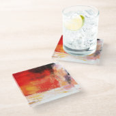 赤極 – 抽象芸術ア絵画ート ガラスコースター (アングル)