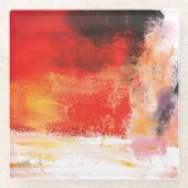 赤極 – 抽象芸術ア絵画ート ガラスコースター (正面)
