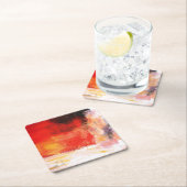 赤極 – 抽象芸術ア絵画ート スクエアペーパーコースター (インサイチュ)