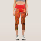 赤橙色の細胞を含むフィルム カプリレギンス (正面)