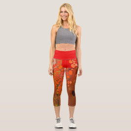 赤橙色の細胞を含むフィルム カプリレギンス