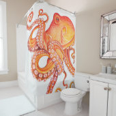 赤橙蛸の水彩 シャワーカーテン (インサイチュ)