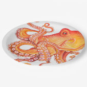 赤橙蛸水彩画 ペーパープレート (アングル)