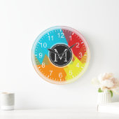赤橙黄青モザイクモノモダングラム ラージ壁時計 (ホーム)