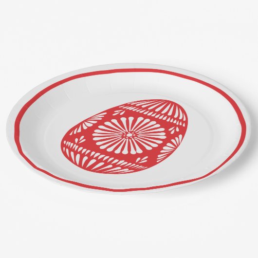 赤正統イースター卵 ペーパープレート (アングル)