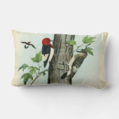 赤毛のキツツキ自然アンティーク木 ランバークッション (裏面)