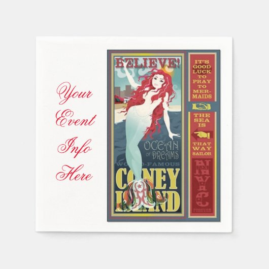 赤毛のコニーアイランドマーメイド スタンダードカクテルナプキン (正面)