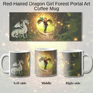 赤毛のドラゴン娘の森のポータルアート コーヒーマグカップ