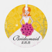 赤毛のブライドメイドがお好みの色を選ぶ メタルオーナメント (正面)
