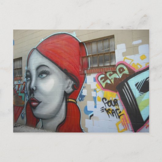 赤毛のミステリー女性の郵便はがき ポストカード (正面)