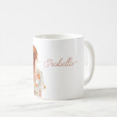 赤毛の三つ編み髪の花柄ドレス コーヒーマグカップ (正面右)