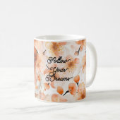 赤毛の三つ編み髪の花柄ドレス コーヒーマグカップ (正面右)