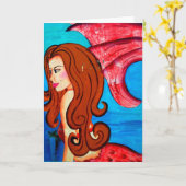 赤毛の人魚の挨拶状 カード (黄色い花)