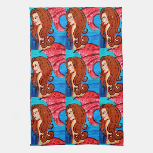 赤毛の人魚用タオル キッチンタオル (縦)