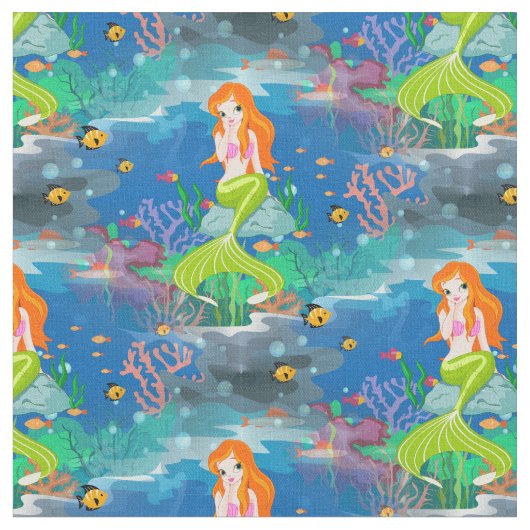 赤毛の人魚 ファブリック (クローズアップ)