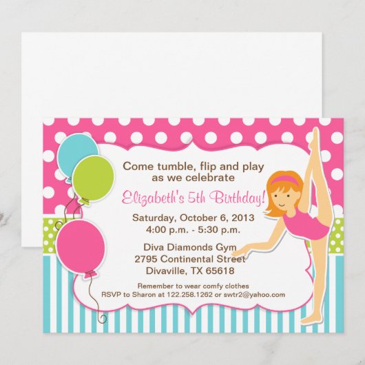 赤毛の体操少女 招待状 (正面/裏面)