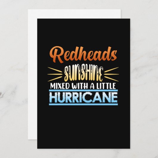 赤毛の太陽の光がハリケーン、かわいい赤毛の女の子たち 招待状 (正面/裏面)