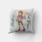 赤毛の女の子金ゴールド名文字 クッション (裏面)