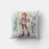 赤毛の女の子金ゴールド名文字 クッション (正面)