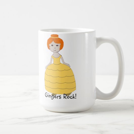 赤毛の女の子+長い黄色のドレス "Gingers Rock" マグ (右)