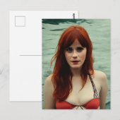 赤毛の女性が泳ぐ ポストカード (正面/裏面)