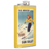 赤毛の女性の微笑し、スキーポスター フラスク (右)