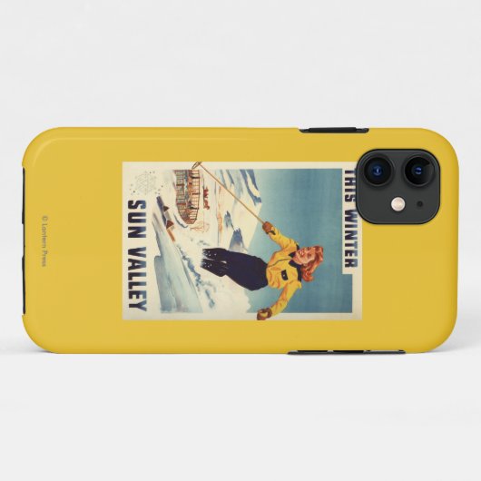 赤毛の女性の微笑し、スキーポスター Case-Mate iPhoneケース (裏面(横))