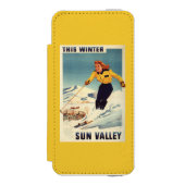赤毛の女性の微笑し、スキーポスター INCIPIO iPhoneウォレットケース (フォリオ 正面)