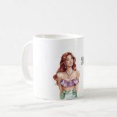 赤毛の女性の紫色のトップス コーヒーマグカップ (正面左)