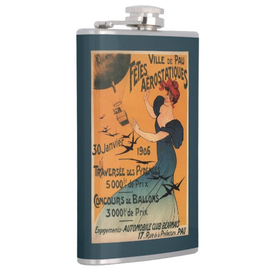 赤毛の女性は気球の鳥ポスターを待ちます フラスク (右)