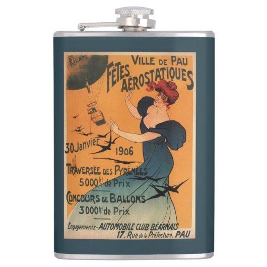 赤毛の女性は気球の鳥ポスターを待ちます フラスク (正面)