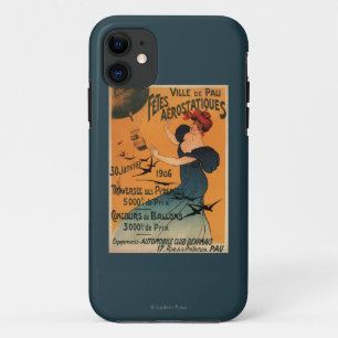 赤毛の女性は気球の鳥ポスターを待ちます iPhone 11 ケース
