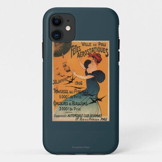赤毛の女性は気球の鳥ポスターを待ちます Case-Mate iPhoneケース (裏面)