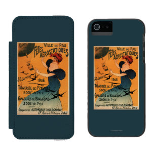 赤毛の女性は気球の鳥ポスターを待ちます iPhone SE/5/5sウォレットケース