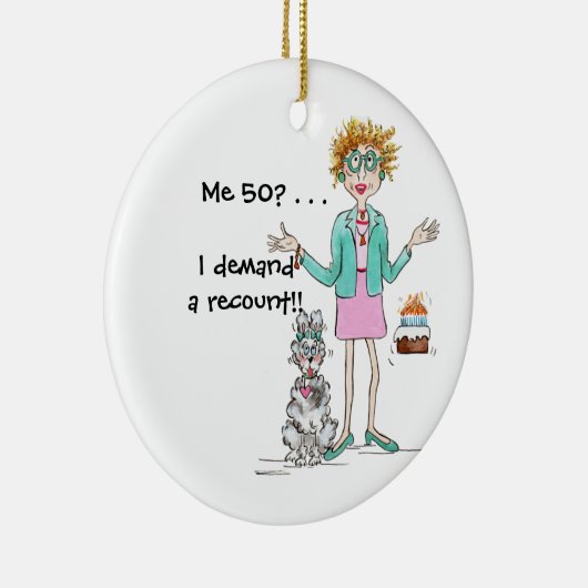 赤毛の女性は50歳に変わり、セラミックのオルナを抗議 セラミックオーナメント (右)