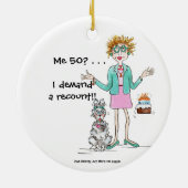 赤毛の女性は50歳に変わり、セラミックのオルナを抗議 セラミックオーナメント (裏面)