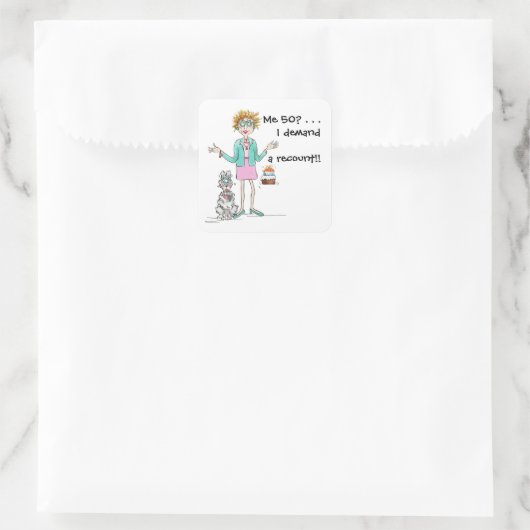 赤毛の女性は50歳に変わり、抗議する スクエアシール (バッグ)