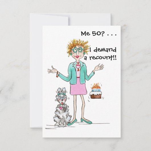 赤毛の女性は50歳に変わり、抗議感謝してい者はできる サンキューカード (正面)