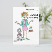 赤毛の女性は50歳に変わり、抗議感謝してい者はできる サンキューカード (スタンド正面)