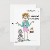 赤毛の女性は50歳に変わり、抗議感謝してい者はできる サンキューカード (正面/裏面)